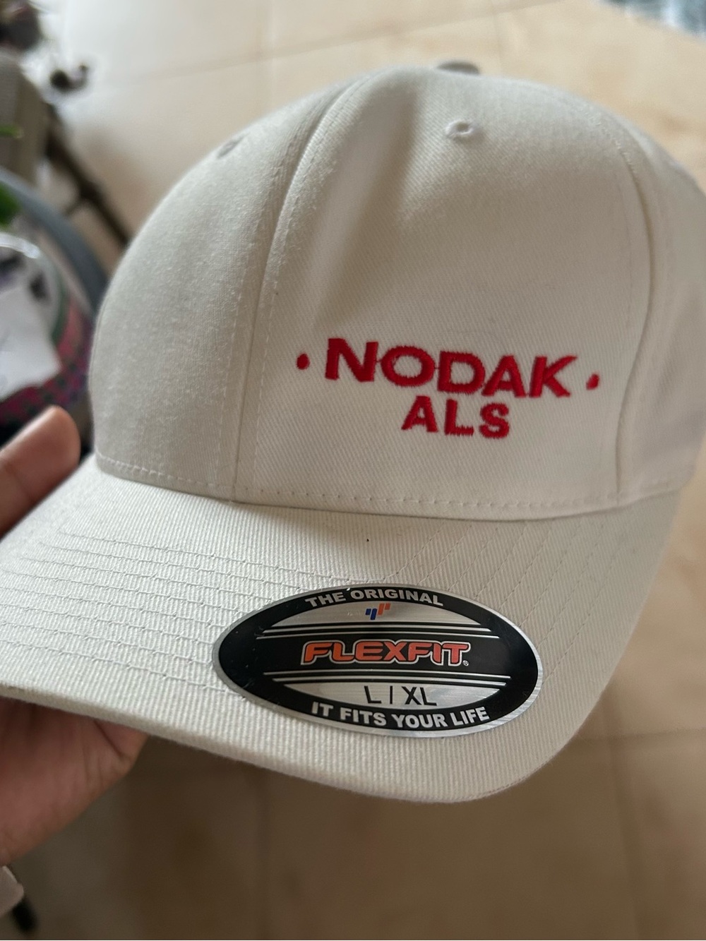 NODAK ALS White l/XL Baseball Cap #96